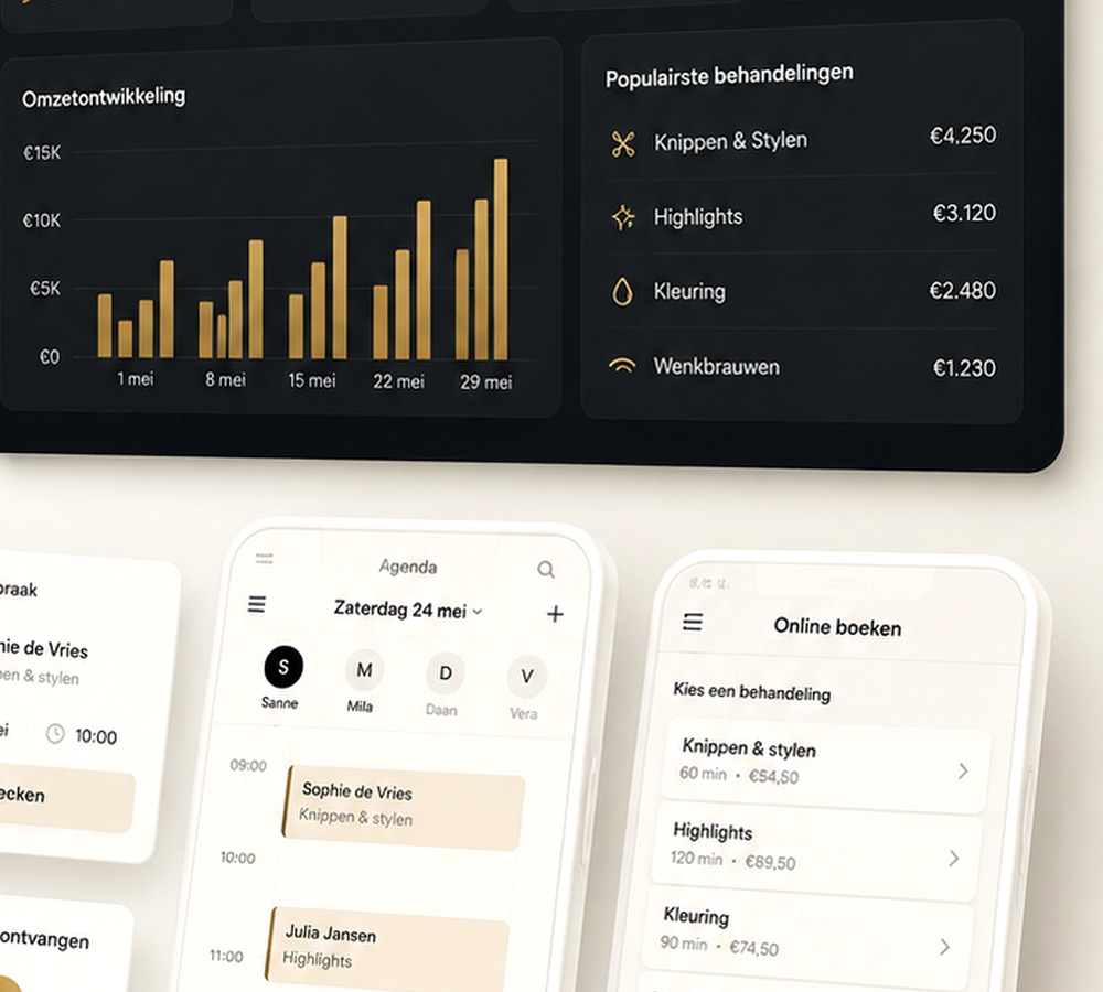 Booking systeem interface mockup zonder marketingtekst